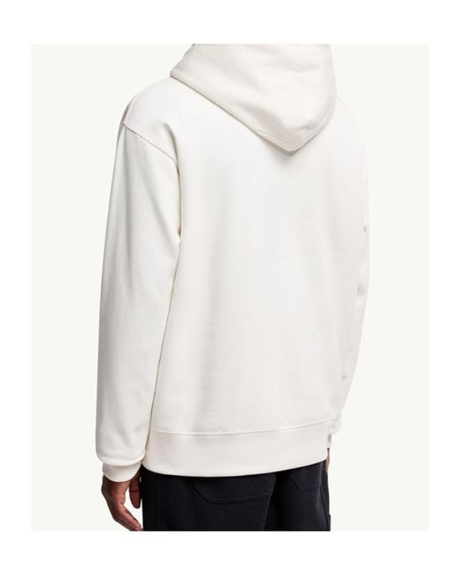 Moncler White Grenoble Logo Embroidered Long-Sleeved Hoodie for men