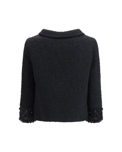 Valentino Black Button Embellished Tweed Jacket