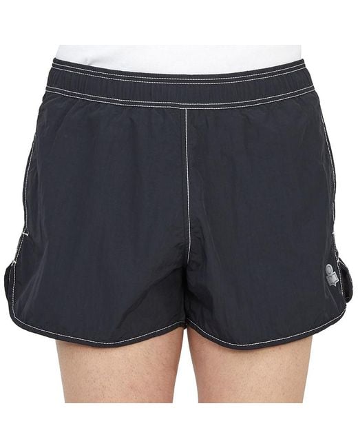 Isabel Marant Black Vicente Logo-Patch Swim Shorts for men