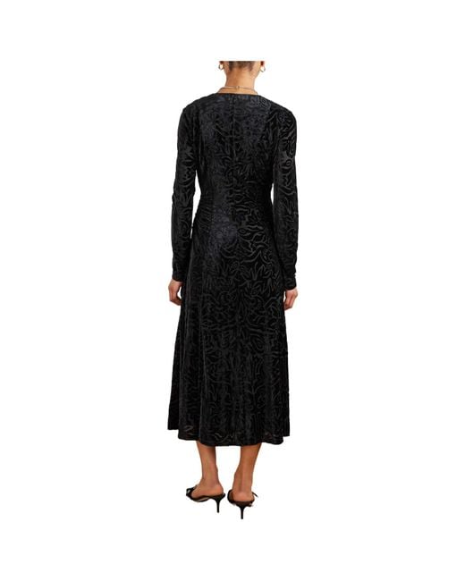 Sea Black Devoré-Velvet Midi Dress