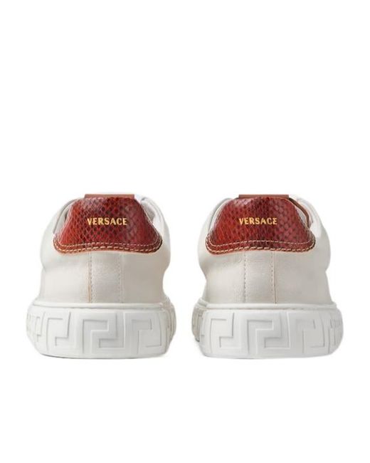 Versace White Greca Lace-Up Sneakers for men