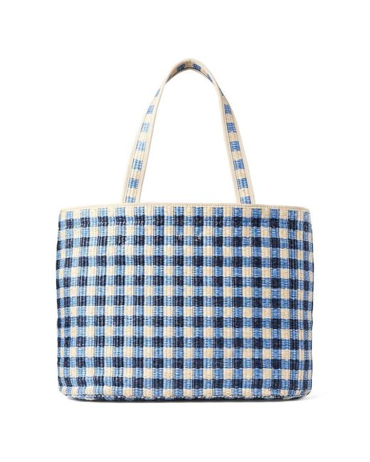 Jimmy Choo Blue Logo Embroidered Beach Tote Bag