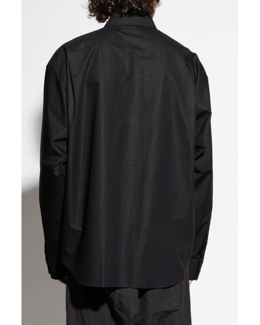 Balenciaga Blue Bb Logo Embroidered Long-Sleeved Shirt for men