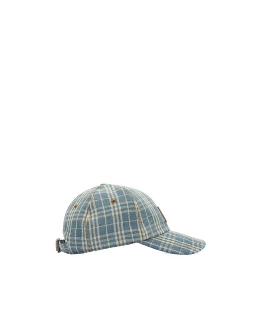 Burberry Blue Check Denim Baseball Cap