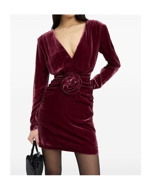 ROTATE BIRGER CHRISTENSEN Red Silk Velvet Mini Dress