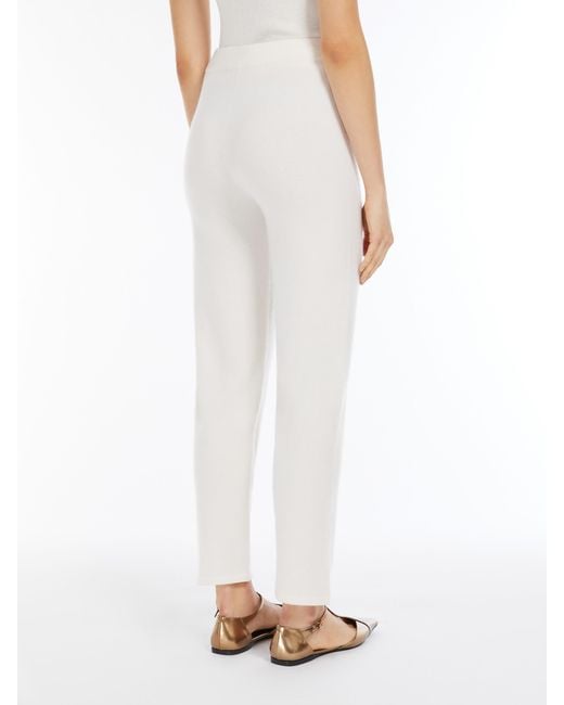Max Mara White Cashmere Knit Trousers