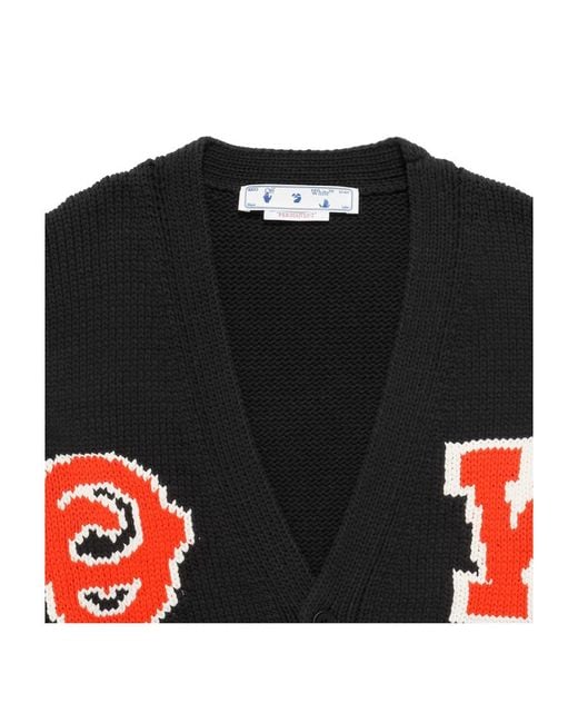 Off-White c/o Virgil Abloh Black Logo Patch V-Neck Cardigan for men