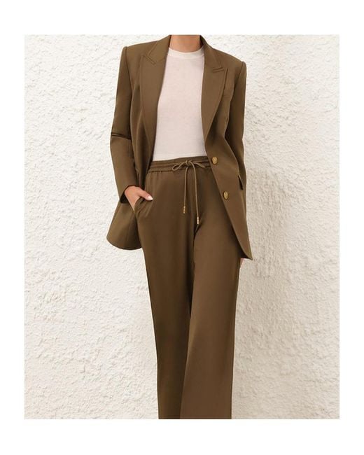 Zimmermann Brown Crush Single Breasted Jacket
