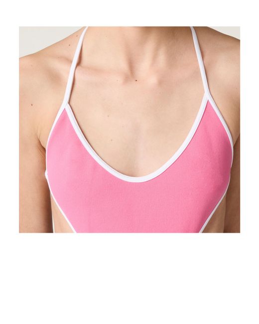 Miu Miu Pink Technical Knit Swimsuit