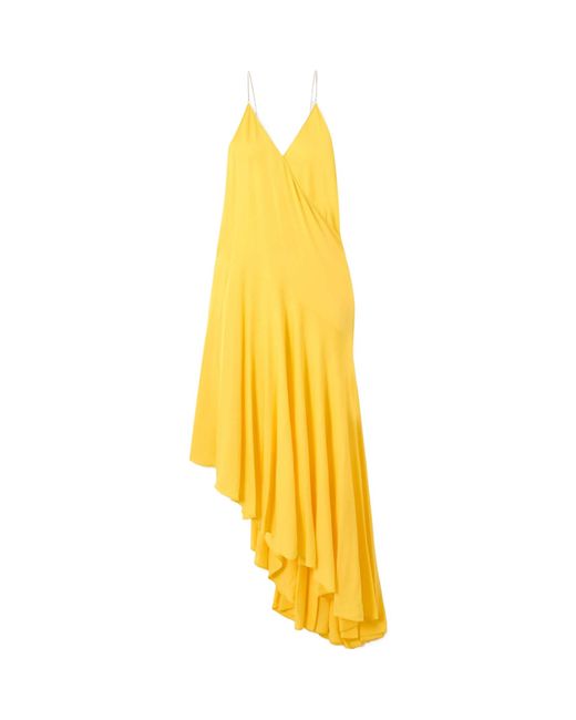 Alaïa Yellow Asymmetric Jersey Midi Dress