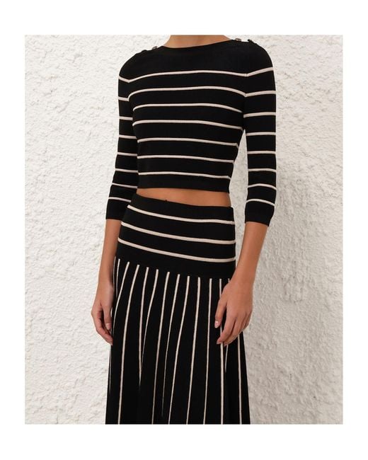 Zimmermann Black Broken Stripe Short Top