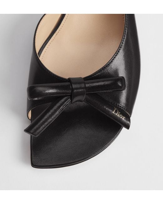 Dior Black Bow Heeled Slingback Sandal