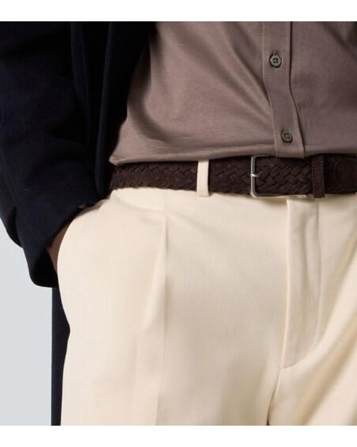 Canali White Braided Belt for men