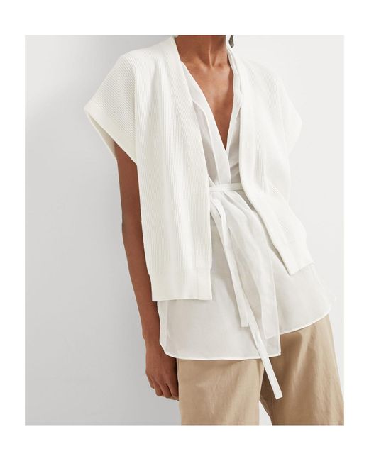 Brunello Cucinelli Natural Layered Tied Waist Cardigan