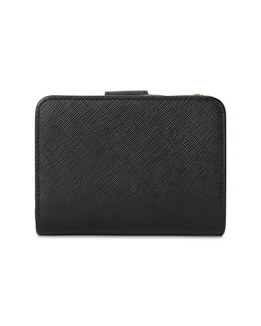 Prada Black Small Saffiano And Smooth Leather Wallet