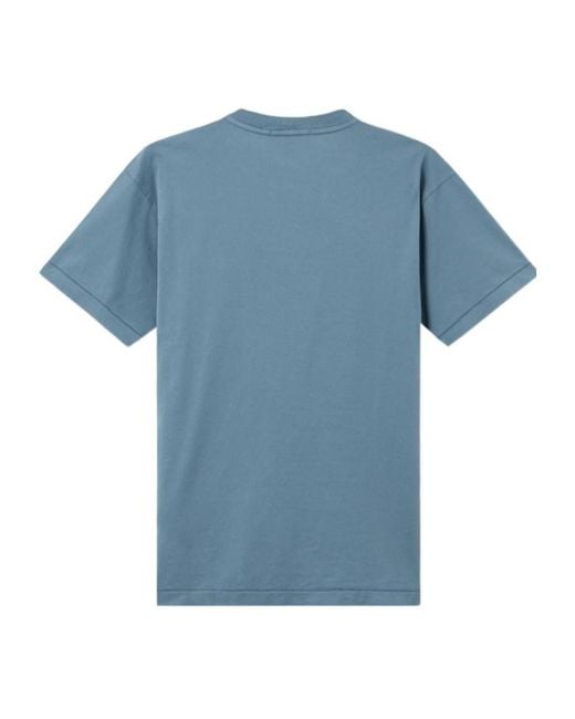 Stone Island Blue Logo-Patch Cotton T-Shirt for men