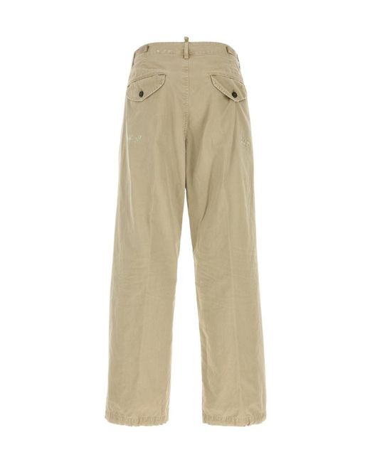 DSquared² Natural Garment-Dyed Utility Wide-Leg Pants for men