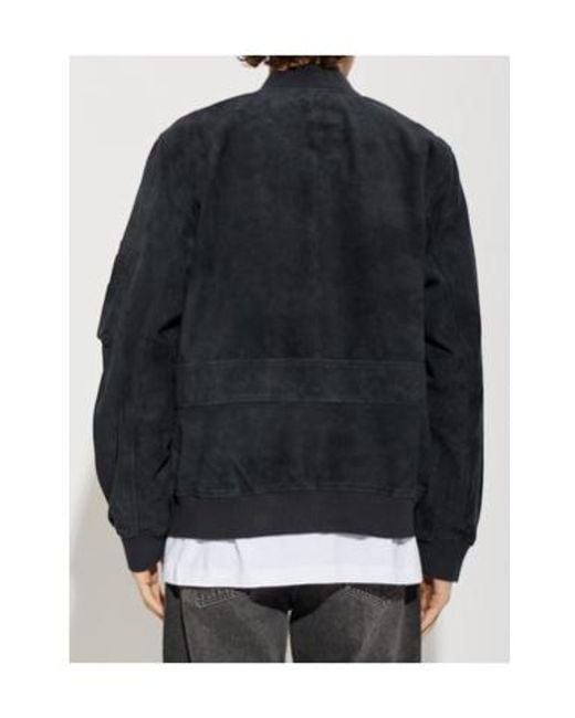 AllSaints Blue Suede Bomber Jacket for men