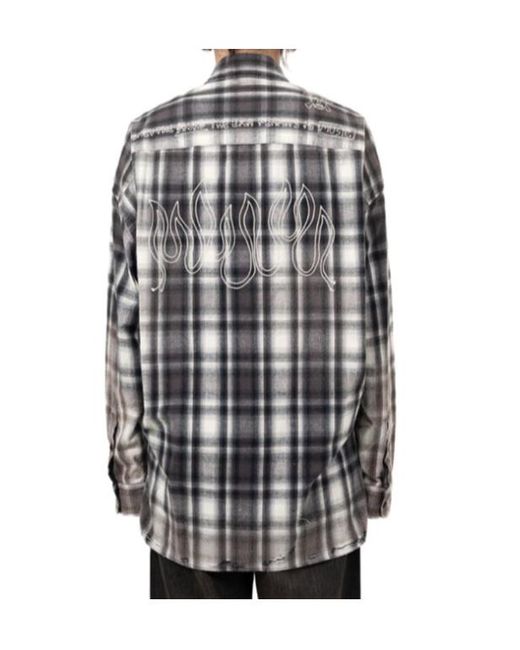 Maison Mihara Yasuhiro Gray Vintage Like Straight Hem Check Shirt for men