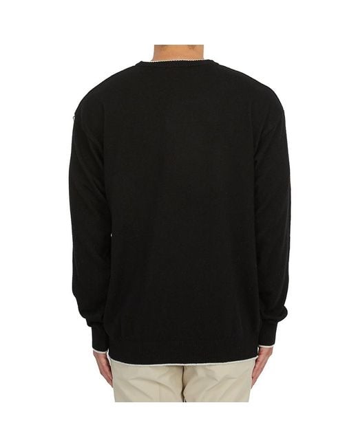 FAMILY FIRST Black Embroidered-Logo Crew-Neck Jumper for men