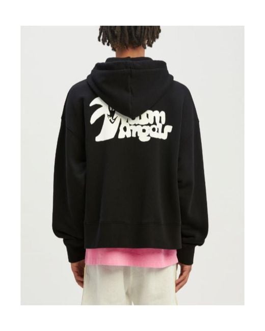 Palm Angels Black Long Sleeved Logo Printed Hoodie for men