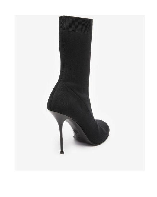 McQueen Black Pull-On Rib-Knit Boots