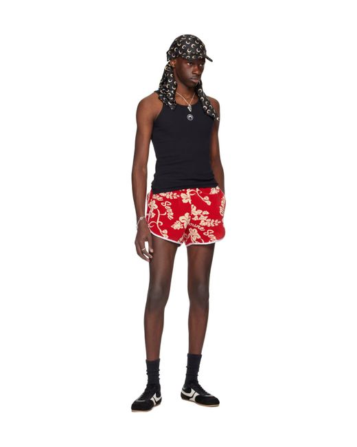 MARINE SERRE Red Towel Shorts for men
