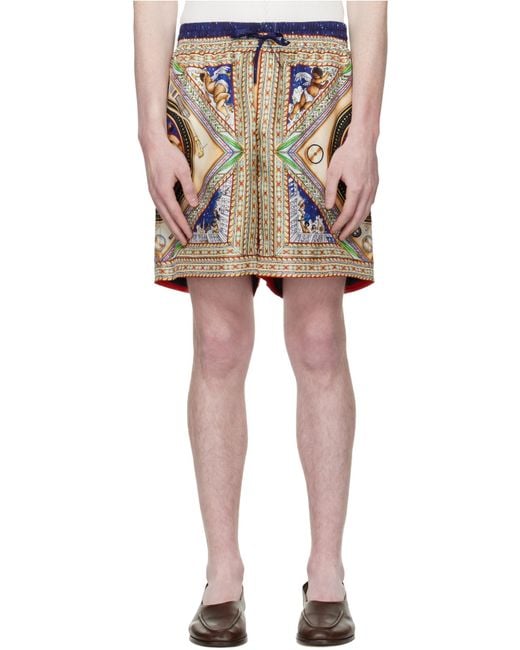 Casablanca Blue Take Me To Church Satin Shorts for men