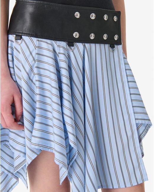 IRO Blue Asymmetric Striped Mini Skirt