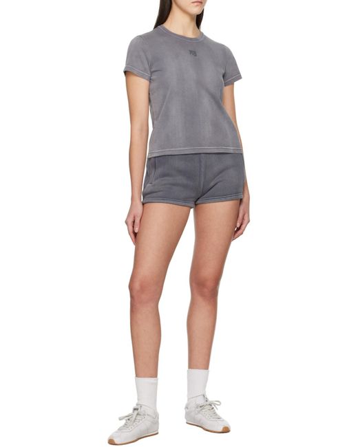 T By Alexander Wang Gray Alexander Wang Logo Embossed Track Shorts