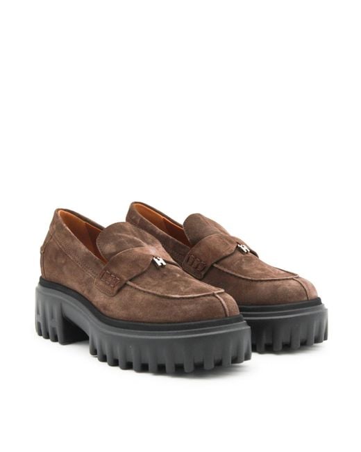 Hogan Brown Chunky-Sole Loafers