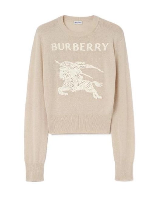 Burberry White Ekd Crochet-Detail Knitted Sweater
