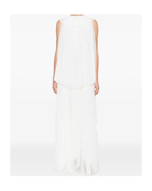 Fabiana Filippi White Sleeveless Long Tulle Dress