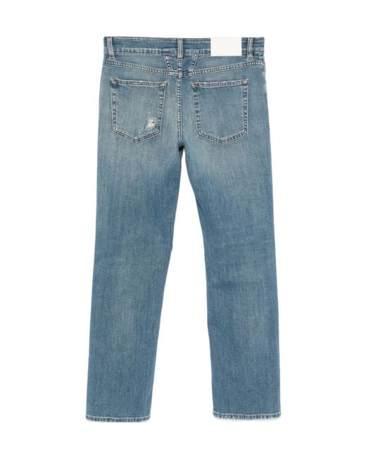 Closed Blue Distressed-Finished Straight Jeans