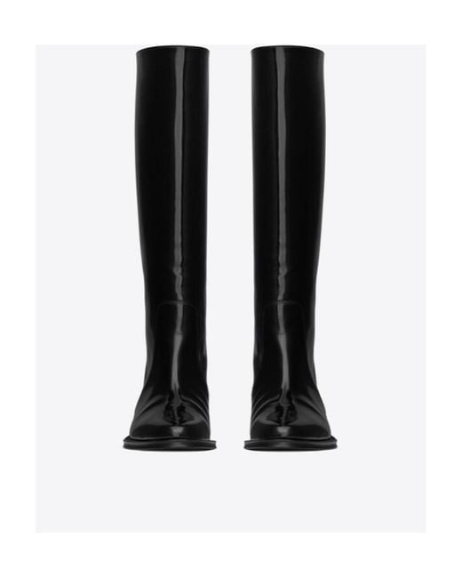 Saint Laurent Black Hunt Patent Leather Boots