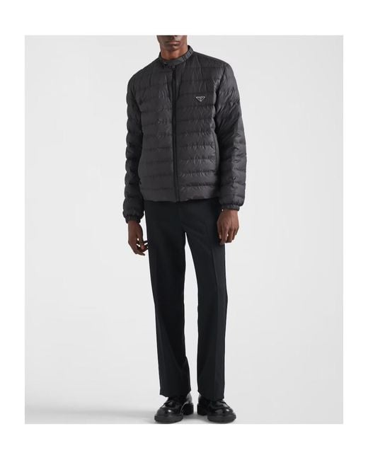 Prada Gray Short Polyester Down Jacket for men