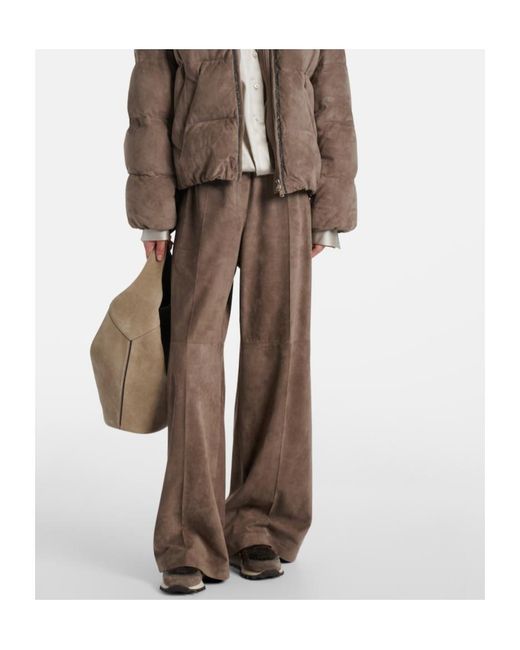 Brunello Cucinelli Brown Shearling-Lined Suede Low-Top Sneakers