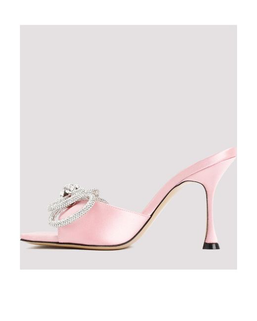 Mach & Mach Pink Double Bow 95Mm Mules