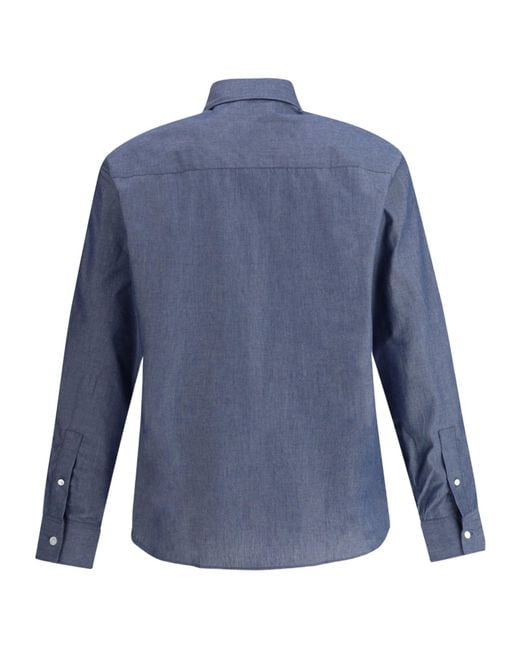 Maison Kitsuné Blue Maison Kitsuné Fox Head Patch Buttoned Shirt for men