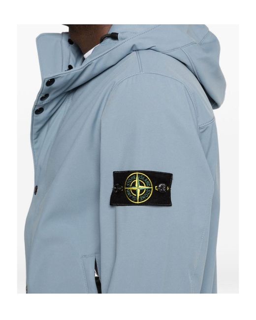 Stone Island Blue Logo Patch Hooded Jacket for men