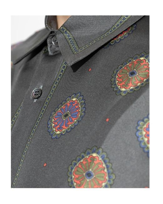 Versace Gray Pattern-Printed Twill Regular Shirt for men