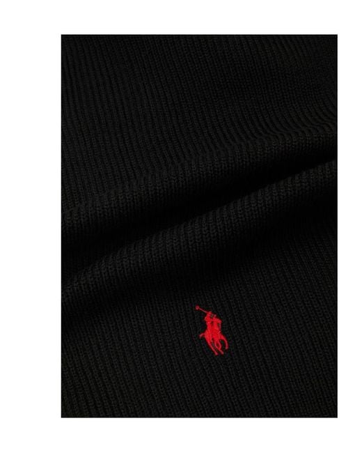 Polo Ralph Lauren Black Ribbed Wool Scarf for men