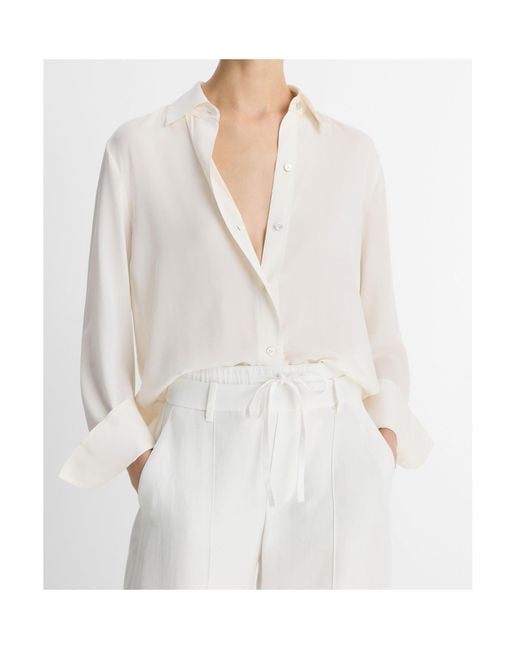 Vince White Long-Sleeved Button-Front Shirt