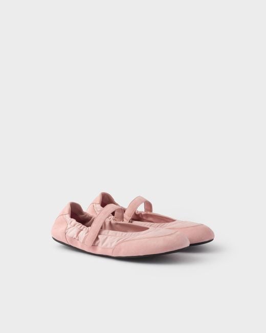 Prada Pink Round-Toe Mary Jane Ballerinas