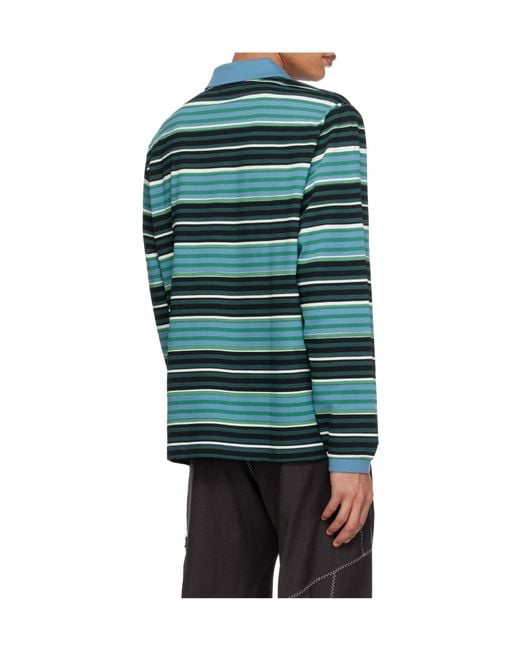 Craig Green Blue X Fred Perry Collaboration Printed Long-Sleeve Polo Shirt for men