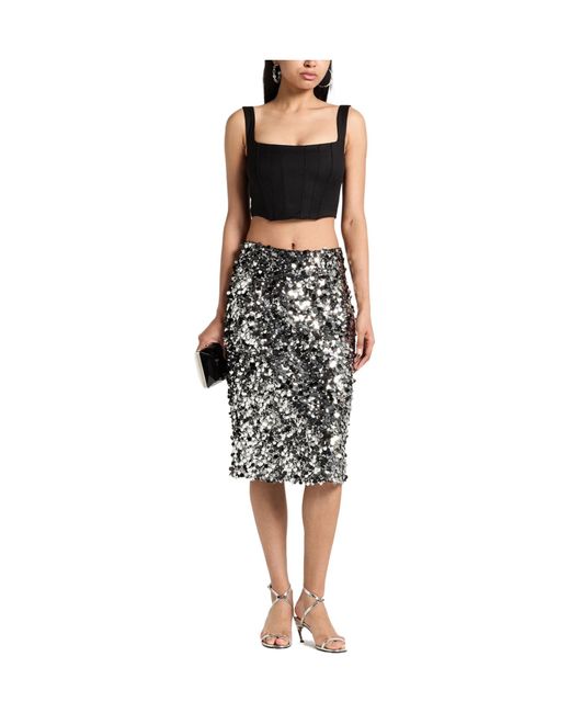 Dolce & Gabbana Black Sequin Midi Skirt