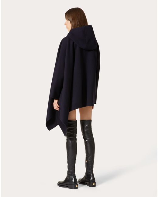 Valentino Blue Asymmetric Hooded Coat