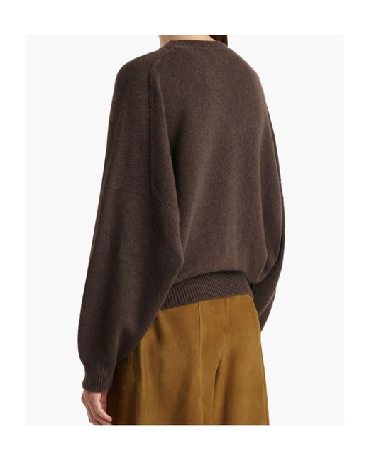 Khaite Brown Crewneck Drop Shoulder Jumper