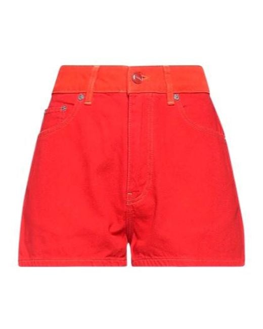 Ganni Red Denim Shorts
