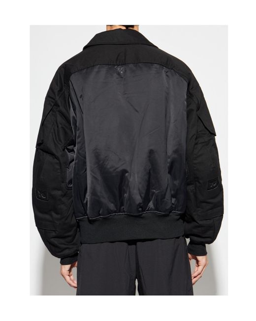 Y-3 Gray Contrast Panel Zip-Up Bomber Jacket for men